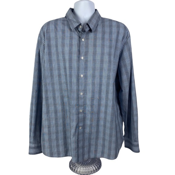 Dockers Blue Striped Plaid Button Down Dress Shirt - Picture 2 of 8